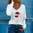 thumbnail image 1 of Pntutb Moda Mujer Cuello en V Camiseta de manga larga Otoño Navidad Impresión Blusa suelta tops Pntutb Pntutb-5122, 1 of 5