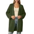 thumbnail image 2 of thefmos Women's Open Front Long Sleeve Knit Cardigan Solid Color Casual Loose Fit Outerwear Trendy Fall Winter Outfit, Army Green XL, 2 of 7