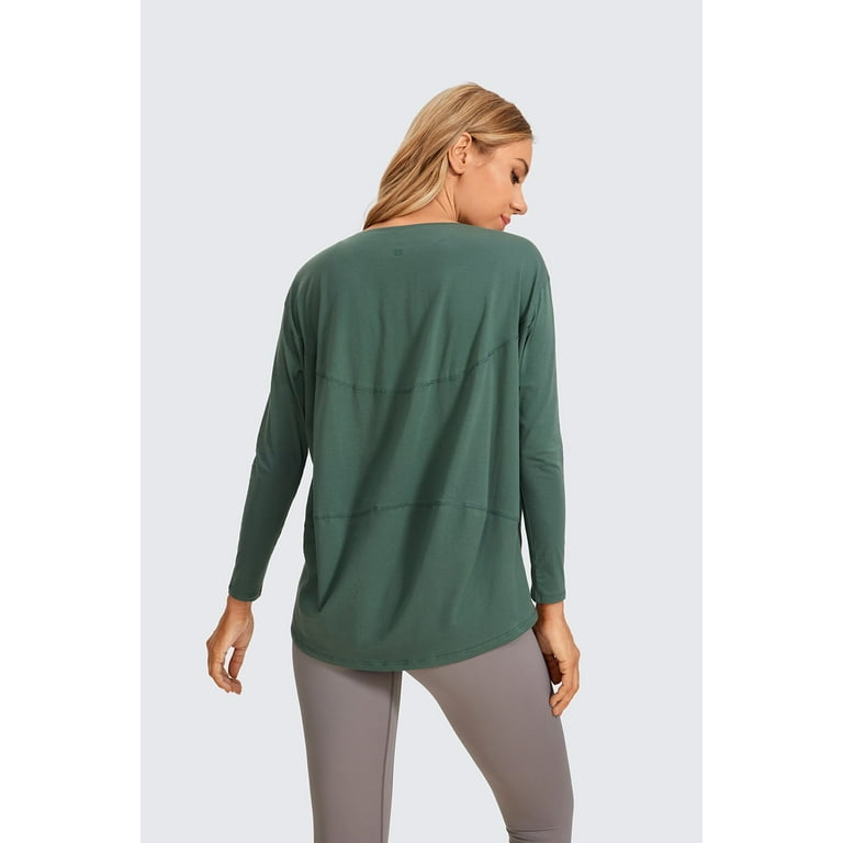 CRZ YOGA Long Sleeve Shirts for Women Loose Fit Pima Cotton Casual Tops