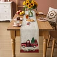 thumbnail image 2 of Red Plaid Christmas Table Runner 60 Inches Long Farmhouse Dress Scarves, Truck Xmas Tree Vintage Winter Dining Tablerunner for Coffee Table/Kitchen Island/Party Décor, 13" x 60", 2 of 8