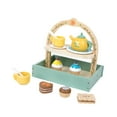 thumbnail image 4 of Juego de madera para fiesta de té, accesorios de cocina, con comida, postre, juego de simulación, juguetes de madera para niñas y niños de 3 a 6 años,, 4 of 9