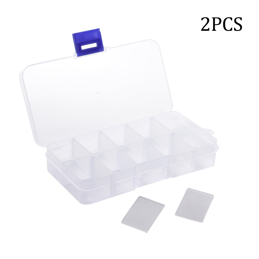 2PCS Detachable Plastic Boxes Clear Plastic Screw Box 10 Grid Storage