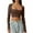 Brown, variant on Womens Square Neck Open Umbilical Top Long Sleeve Slim Fit Short T Shirt Crop Tops for Women Black S