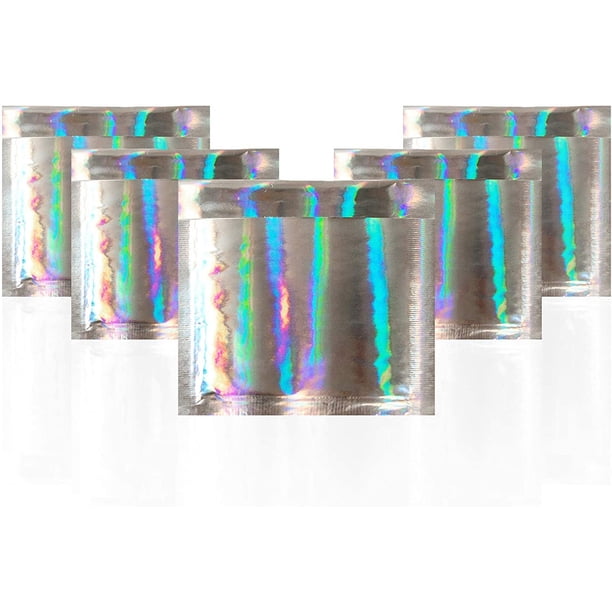 Pack de 10 sobres acolchados holográficos, 7.25 x 7 pulgadas, sobres metálicos con efecto holograma y cierre autoadhesivo