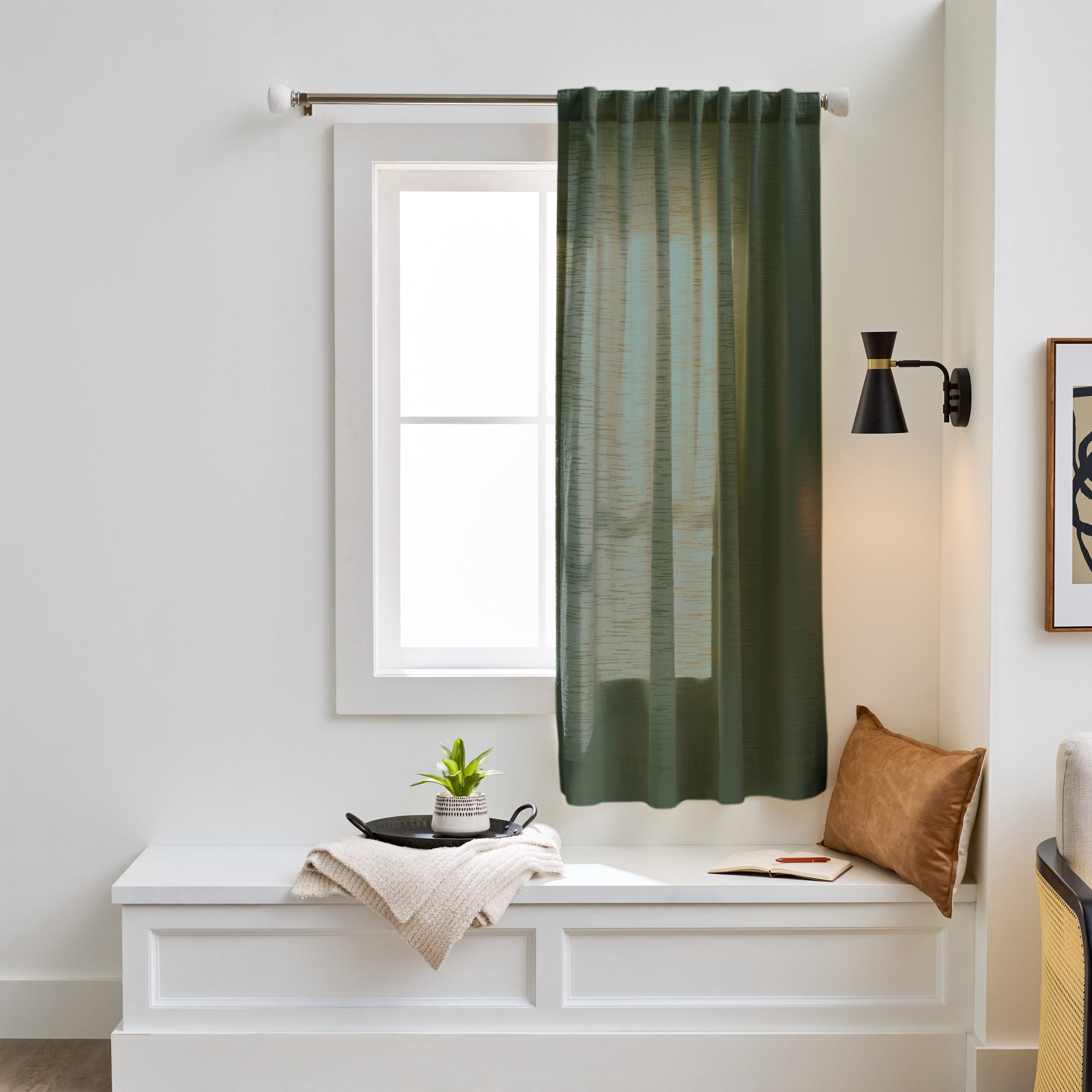 Better Homes & Gardens Textured Solid Chenille Light Filtering Single Curtain Panel, Sea Turtle, 50"W x 63"L