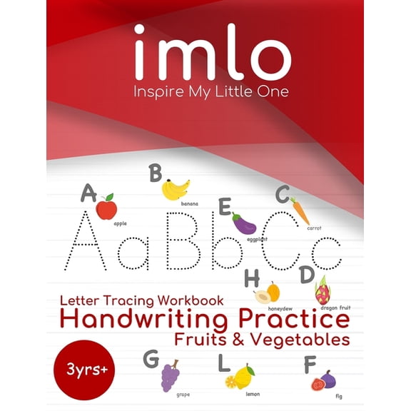 Letter Tracing Workbook: Handwriting Practice: Fruits & Vegetables, (Paperback)
