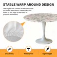 thumbnail image 2 of Elastic Fitted Round Tablecloth, Pink Grey Botanical Waterproof Stretch Table Cover for 55"-60" Tables, Rustic Country Spring Floral Summer Leaf Washable Outdoor Tablecloths for Patio, Picnic, 2 of 9