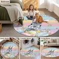 thumbnail image 6 of Easter 3ft Area Rug, Spring Bunny Eggs Flowers Colorful Wooden Grain Washable Non-Slip Small Round Rugs for Entryway Bedroom Kitchen, Soft Circle Carpet for Dining Room, Playroom Nursery Rug, 6 of 9