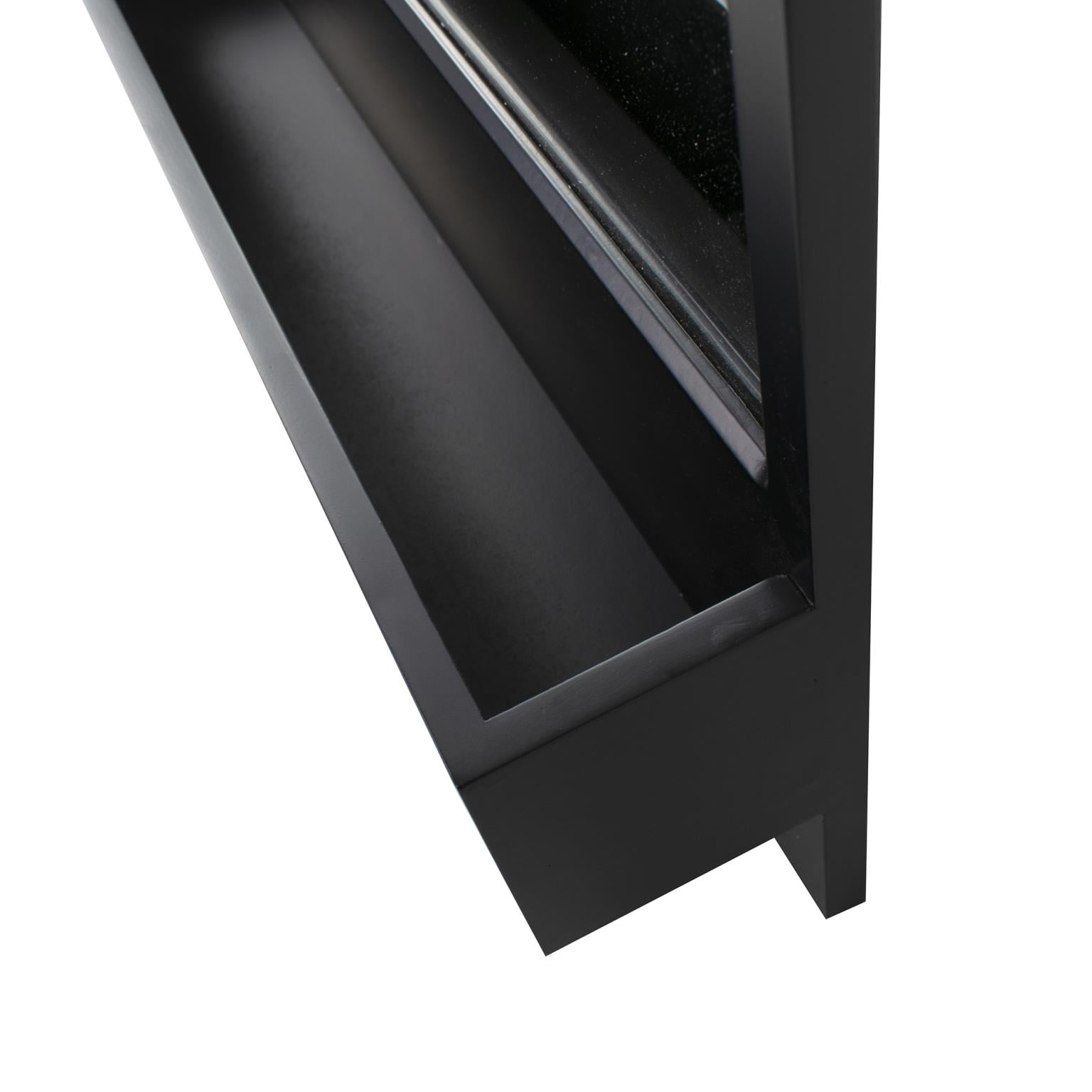 Tyler Dillon Matte Black Wall Mirror with Storage Shelf & Garment Hooks - 24"H x 24"W