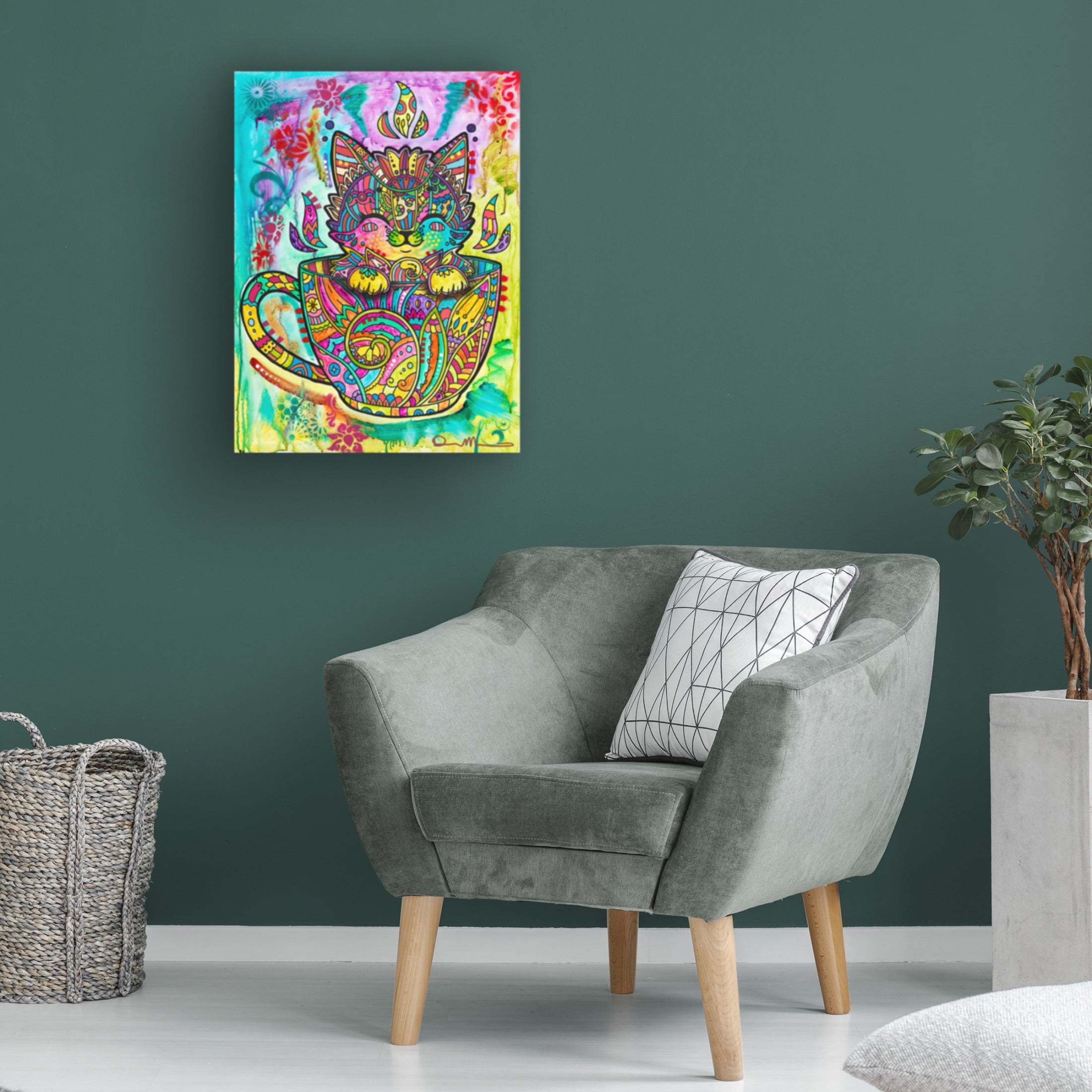 Canvas Wall Art - Dean Russo 'Kitten in a Mug' Wall Art for Living Room, Bedroom, or Office Décor by Trademark Fine Art - 14 x 19 Inches