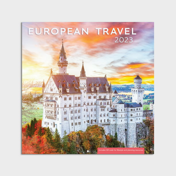 202312 Month CalendarEuropean Travel 12x12 Hanging Wall Calendar by