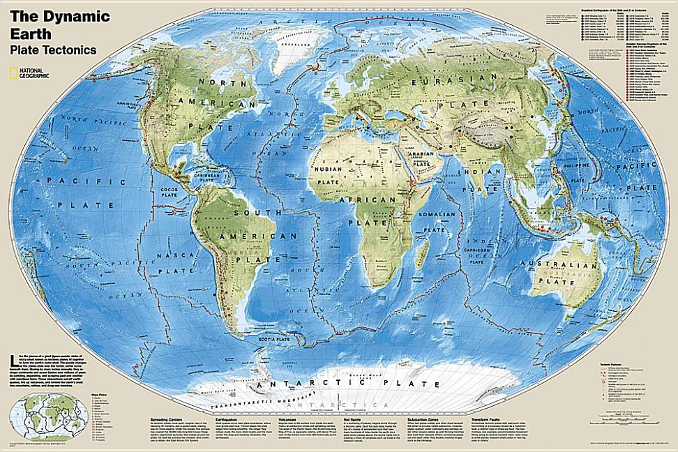 National Geographic: The Dynamic Earth, Plate Tectonics Wall Map 