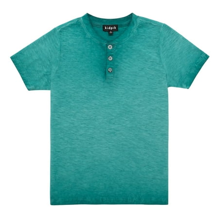 

KIDPIK Boys Short Sleeve Top Cotton Short Sleeve Button Henley Size: 2T - XL (14)