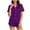 Purple, variant on Womens Soft Pajamas Sets Women's Plaid Pajama 2 Piece Outfit, Short Sleeve Button Shirt Elastic Waist Casual Shorts, Cozy Soft Home Loungewear Sleepwear Daily Wear Purple L