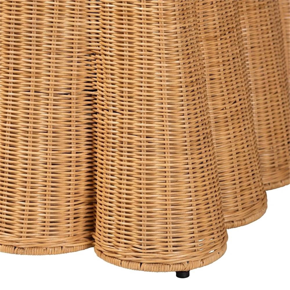 Pemberley Row Rattan Honey Ottoman Square Scalloped 27" Fully Assembled