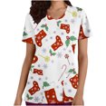 thumbnail image 2 of T-shirts Mode Femme Manches Courtes Col en V Hauts Uniforme de Travail Imprimé Poche Blouse Hauts Grande Taille Blouses en Liquidation, 2 of 5