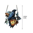 thumbnail image 3 of Gothic Suncatcher Ornament, Stained Glass Crow on Lantern Hanging Decor, Window Wall Art for Home, Gothic Theme Gift for Halloween Christmas(C), 3 of 3