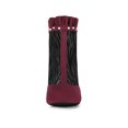 thumbnail image 6 of BLISSFUL STEP Women's Ankle Boots Mesh Stiletto High Heels Ruffle Faux Suede Zebra Pattern Booties Burgundy 8.5, 6 of 7
