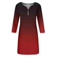 thumbnail image 4 of Robe d'Uniforme pour Femmes Robe Courte à Manches Longues Dégradé Mini Robe Décontractée Ample Fluide d'Automne Sans Manches pour Femmes P-68 Vin G, 4 of 5