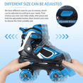 thumbnail image 3 of Nattork Roller Skates for Boys Girls Kids 4 Sizes Adjustable Quad Skates with Illuminating Wheels Blue Size M, 3 of 5