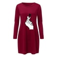 thumbnail image 2 of Robe Longue à Manches Longues pour Femmes, Imprimée, avec Poches, Décontractée, Ample, 2 of 8