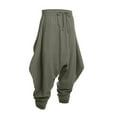 thumbnail image 4 of USNSM (S-5XL) Men's Harem Pants Solid Color Plus Size Ankle Tied Haren Pants Loose Stretchy Waist Casual Hippie Trousers Green XXL, 4 of 5