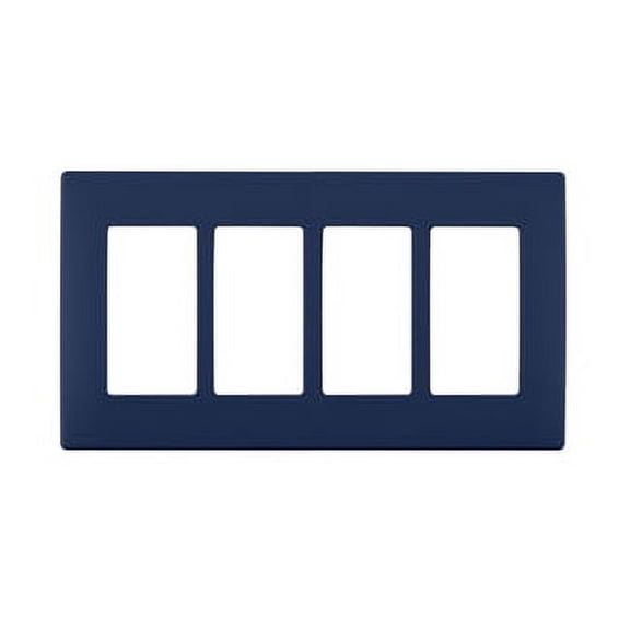 Leviton Renu Four-Gang Screwless Snap-On Wallplate, REWP4-RN, Rich Navy