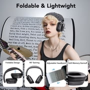 -53dB Hybrid Active Noise Cancellation Bluetooth Headphones 5.4, Transparent Modes, 50H Playtime with LED Display, Deep Bass, Clear Call, Comfort Fit Over Ear Headphones for Travel Office PC Black
