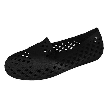 

Ladies Casual Solid Colour Hollow Beach Wading Outside Wear Flat Bottom Shallow Mouth Large Size Single Shoes Casual Shoes Sandals