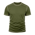 thumbnail image 4 of hlysgo Mens Athletic Shirts Vacation Collarless Shirts Summer Beach Slim Fit Classic Cotton Pullover Tops Army Green,XL, 4 of 6
