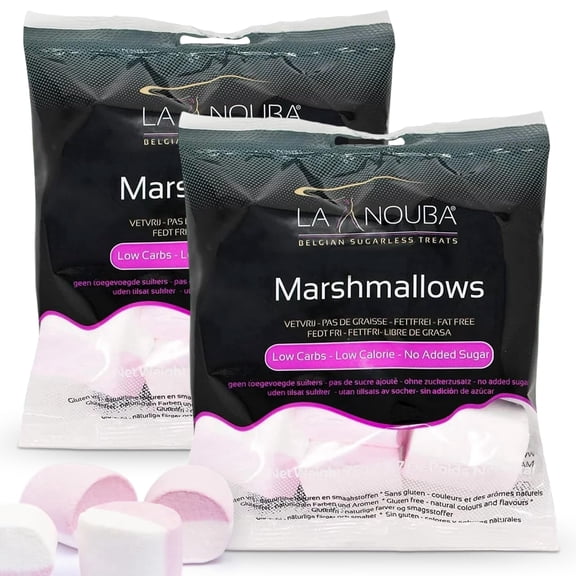 La Nouba Sugar Free Marshmallows, Keto Friendly Vanilla Marshmallows, Zero Sugar, Low Carb, Gluten Free, Fat Free, 2.7 oz, 2 Packs for S''mores, Hot Chocolate & Baking