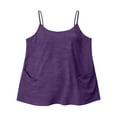 thumbnail image 5 of ZQGJB Plus Size Womens Spaghetti Strap Tank Top Adjustable Sleeveless Scoop Neck Camisole Tops Loose Fit Casual Solid Color Tunic Shirts Cotton Undershirts with Pockets Purple XXXXXL, 5 of 5