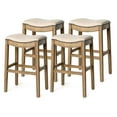 thumbnail image 1 of Maven Lane Adrien Backless Saddle Kitchen Stool, Natural Wood, Set of 4, 1 of 1