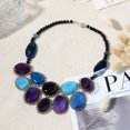 thumbnail image 2 of Round Purple-Blue Agate Mosaic Bib Statement Necklace, 2 of 6