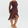 thumbnail image 3 of PENGXIANG Robe à Manches Longues de Couleur Unie pour Femmes dans le Style Midi Bodycon, 3 of 9
