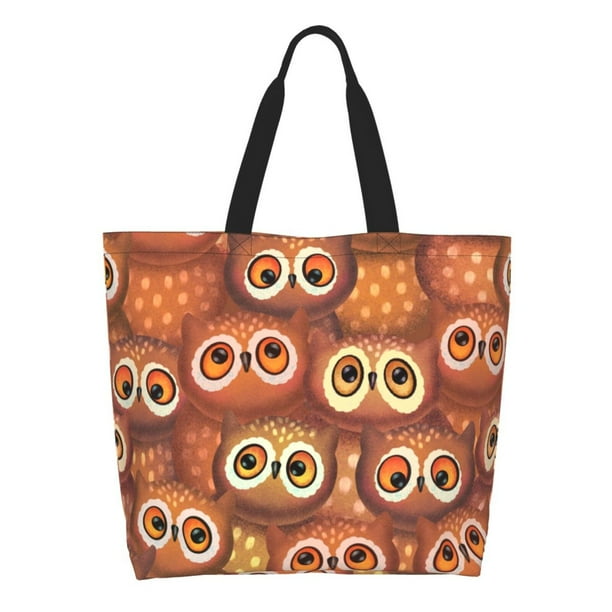 Fotbe Brown Owl Bolsa Tote Estética de Lona con Estampado para Mujer - Bolsa Reutilizable de Hombro Casual para Vacaciones, Compras, Trabajo y Gimnasio