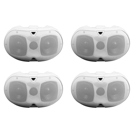 (4) Rockville D4-16 White Dual 4 16-ohm Swivel Outdoor Home Patio Speakers
