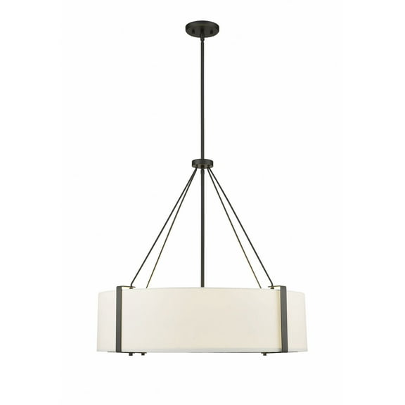28206-MB/WH Millennium Lighting Telfar - 6 Light Pendant-27 Inch Tall and 30 Inch Wide-Matte Black/White Finish