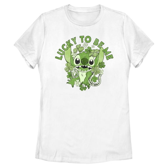 Womens Lilo & Stitch St. Patrick's Day Stitch Lucky to Be Me T Shirt