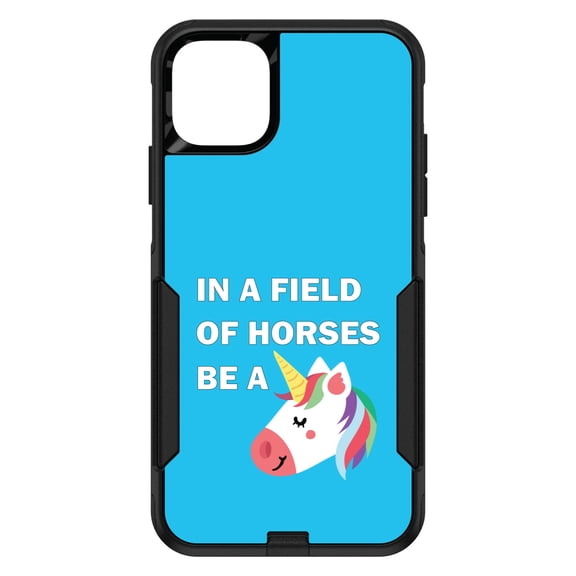 DistinctInk Custom SKIN / DECAL compatible with OtterBox Commuter for iPhone 11 Pro MAX (6.5" Screen) - In a Field of Horses, Be a Unicorn - Blue