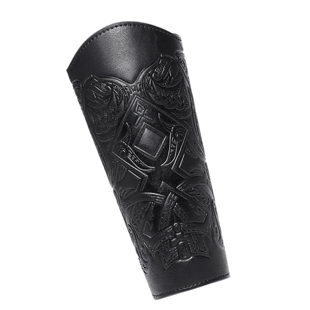 Muñequera de cuero sintético con diseño de guantelete medieval, brazalete nórdico Negro 1 Uds.