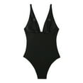 thumbnail image 6 of Women's One Piece Swimsuit Fashion Deep V Neck Adjustable Straps Bathing Suit Low Back Beach Swimwear (XL, Black), 6 of 6