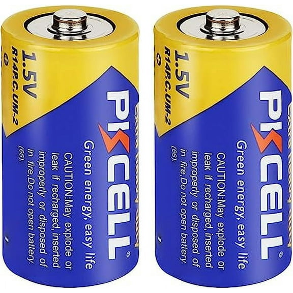 PKCELL MAX C Batteries (2 Pack), C Cell Batteries