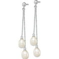 thumbnail image 2 of Sterling Silver Rhodium-Plated 7-8mm White Fwc Pearl Post Dangle Earrings (51 X 8) Made In China qe12777, 2 of 5