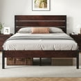 thumbnail image 6 of Lifezone Queen Bed Frame with Rustic Vintage Wood Headboard and Footboard,Metal Support, VintageBrown, 6 of 6