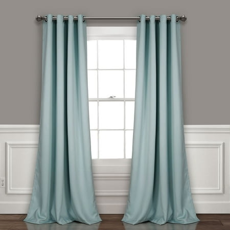 Set of 2 (120"x52") Insulated Grommet Top Blackout Curtain Panels Blue - Lush Décor