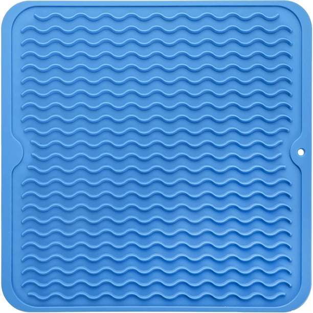 MicoYang Tapete de silicona para secar platos para uso múltiple, fácil de limpiar, ecológico, tapete de silicona resistente al calor para encimera o fregadero de cocina, refrigerador o revestimiento d