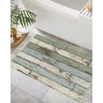 thumbnail image 3 of Area Rug with Tassels 2' x 3', Green Wooden Plank Vintage Kitchen Runner Rug for Hallway Bedroom Throw Rugs, Country Wood Grain Soft Door Mat for Bathroom Entrance Living Room, 3 of 9