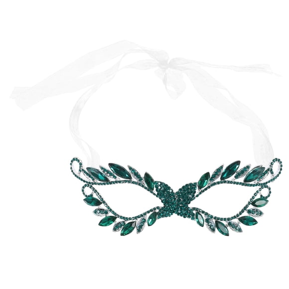Miangastore Masque Masqué Vert à Strass pour Femmes, Design Élégant et Respirant avec Forme Unique