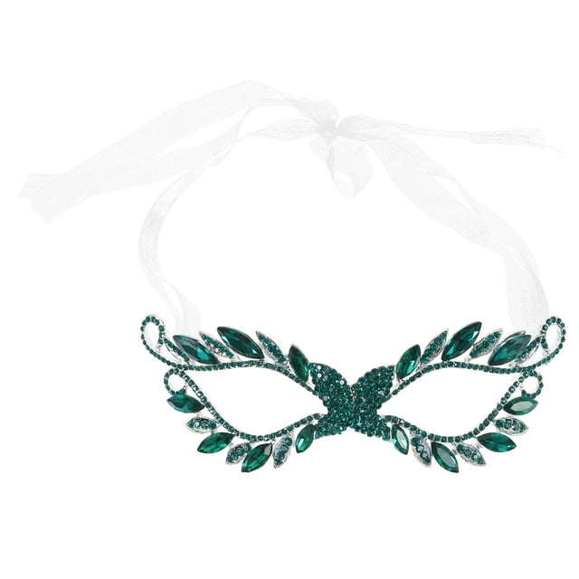 Miangastore Masque Masqué Vert à Strass pour Femmes, Design Élégant et Respirant avec Forme Unique